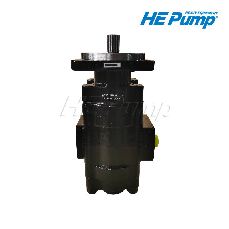 CASE D149283 main hydraulic gear pump assembly replacement for CASE 580K and 580SK backhoe loaders.